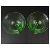 Emerald Green Glass Champagne Coupes - Set of 2