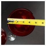 Ruby Red Glass Champagne Coupe & Martini Glass with Clear Stem