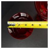 Ruby Red Glass Champagne Coupe & Martini Glass with Clear Stem