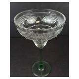 Glassware - 4 Stemware: 2 Iridescent Glasses, 1 Sombrero Margarita, 1 Green-Tinted Wine Goblet