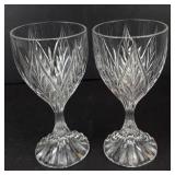 Mikasa Park Ridge Crystal Water Goblets - Deeply Cut Pattern, Textured Stem - Set of 2