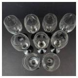 Grapevine-Etched Wine Glasses - Twisted Black Stems - Set of 9