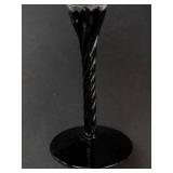 Grapevine-Etched Wine Glasses - Twisted Black Stems - Set of 9