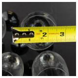 Grapevine-Etched Wine Glasses - Twisted Black Stems - Set of 9