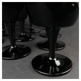 Black Glass Wine Goblets - Stemware Group of 10