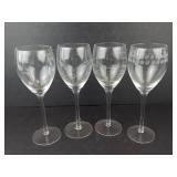 Etched Crystal Wine Glasses - Set of 4, Four Distinct Patterns