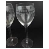 Etched Crystal Wine Glasses - Set of 4, Four Distinct Patterns