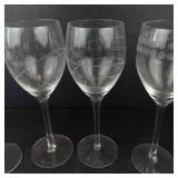 Etched Crystal Wine Glasses - Set of 4, Four Distinct Patterns
