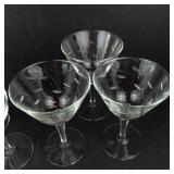 Libbey Windswept Glassware - 3 Cocktail Coupes & 3 Stem Glasses