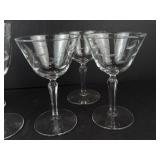 Libbey Windswept Glassware - 3 Cocktail Coupes & 3 Stem Glasses