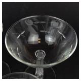 Libbey Leaves & Vines Etched Champagne Coupe Glasses - Set of 9