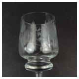 Goblets - Set of 6 Engraved Clear Glass with Etched Leaf Pattern