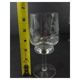 Goblets - Set of 6 Engraved Clear Glass with Etched Leaf Pattern
