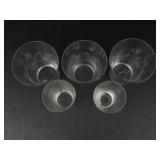 Glass Tumblers - Etched Floral Pattern 5-Piece Set (3 Large, 2 Small)
