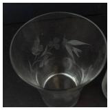 Glass Tumblers - Etched Floral Pattern 5-Piece Set (3 Large, 2 Small)