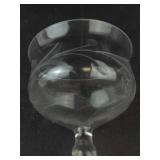 Etched Floral Wine Glasses (Lot of 5)