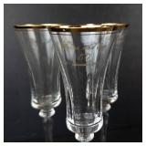 Crystal Glassware Set with Gold Trim - Assorted Clear Glasses & 3 Bowls