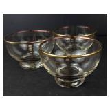 Crystal Glassware Set with Gold Trim - Assorted Clear Glasses & 3 Bowls