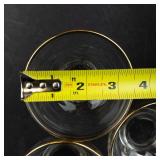 Crystal Glassware Set with Gold Trim - Assorted Clear Glasses & 3 Bowls