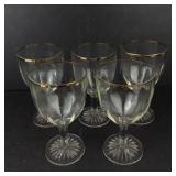 Crystal Glassware Set with Gold Trim - Assorted Clear Glasses & 3 Bowls