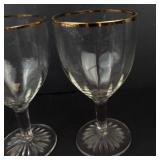 Crystal Glassware Set with Gold Trim - Assorted Clear Glasses & 3 Bowls