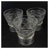 Crystal Cut Glass Footed Goblets - Set of 3