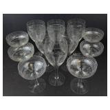 Etched Crystal Glasses - 12-Piece Set (6 Tall Flutes, 6 Short Coupes)