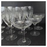 Etched Crystal Glasses - 12-Piece Set (6 Tall Flutes, 6 Short Coupes)