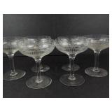 Etched Crystal Glasses - 12-Piece Set (6 Tall Flutes, 6 Short Coupes)
