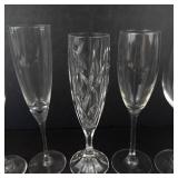 Stemware Assortment- 6 Glasses: 5 Champagne Flutes & 1 Goblet