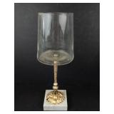 Wine Glasses Set - Clear 4, Hand-Painted 2, Hurricane Lamp with Gold Stem (Lot of 7)