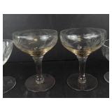 Etched Glasses - Assorted Stemware (Lot of 6)