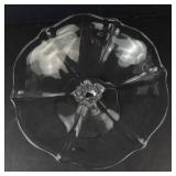 Crystal Glass Compote Pedestal Bowl - Scalloped Rim, Octagonal Base