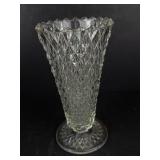 Crystal Glass Vases - Set of 2 with Starburst & Diamond Pattern (Lot of 2)
