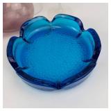 AVON Blue Candle Holder & Trinket Dish - Glassware lot