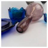 AVON Blue Candle Holder & Trinket Dish - Glassware lot