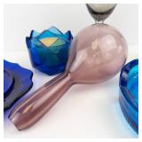 AVON Blue Candle Holder & Trinket Dish - Glassware lot