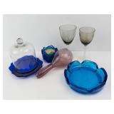 AVON Blue Candle Holder & Trinket Dish - Glassware lot