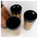 Copper-Tone Vacuum Coffee Carafe Set with 4 Gold Cups