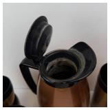 Copper-Tone Vacuum Coffee Carafe Set with 4 Gold Cups