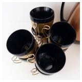 Copper-Tone Vacuum Coffee Carafe Set with 4 Gold Cups