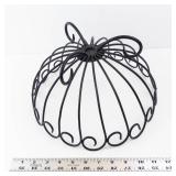 Black Metal Wire Fruit Basket with Decorative Scroll Design
