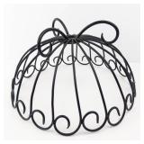 Black Metal Wire Fruit Basket with Decorative Scroll Design