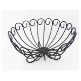 Black Metal Wire Fruit Basket with Decorative Scroll Design