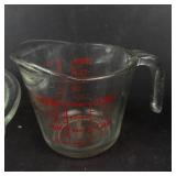 Pyrex Mixing Bowls with Handles, Pyrex Measuring Cup, Fire King Bowls, Anchor Hocking Cup