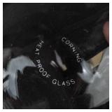 Corning Glass Coffee Carafes - 4-Pack Vintage with Gold Tone Collar & Black Handle