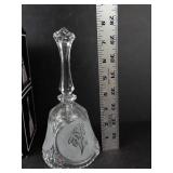 Crystal Dinner Bell Rose Engraved Glass Bell with Crystal Handle