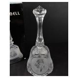 Crystal Dinner Bell Rose Engraved Glass Bell with Crystal Handle