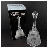 Crystal Dinner Bell Rose Engraved Glass Bell with Crystal Handle