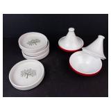 Pier 1 Imports Tree Motif Coaster Set (4) & Red Moroccan Tagine Dishes with Lids (2)